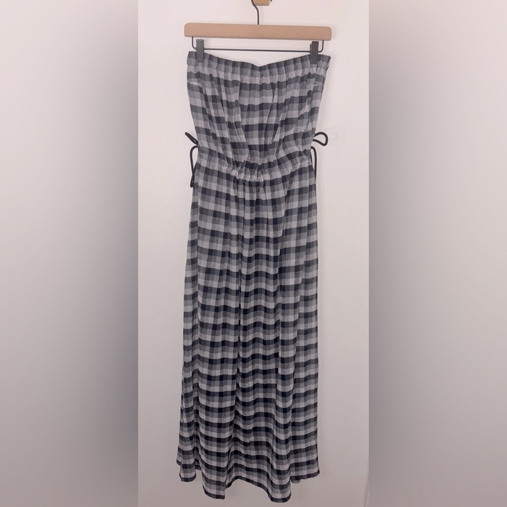 Emporio Armani Strapless Gingham Maxi Dress NWOT EU 44 US 10-12 Navy Blue/White - Picture 5 of 11